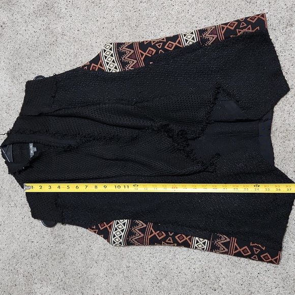 Miss Me Aztec Print Knit Drapey Relaxed Fit Vest Black/Orange Size Large - Picture 6 of 8